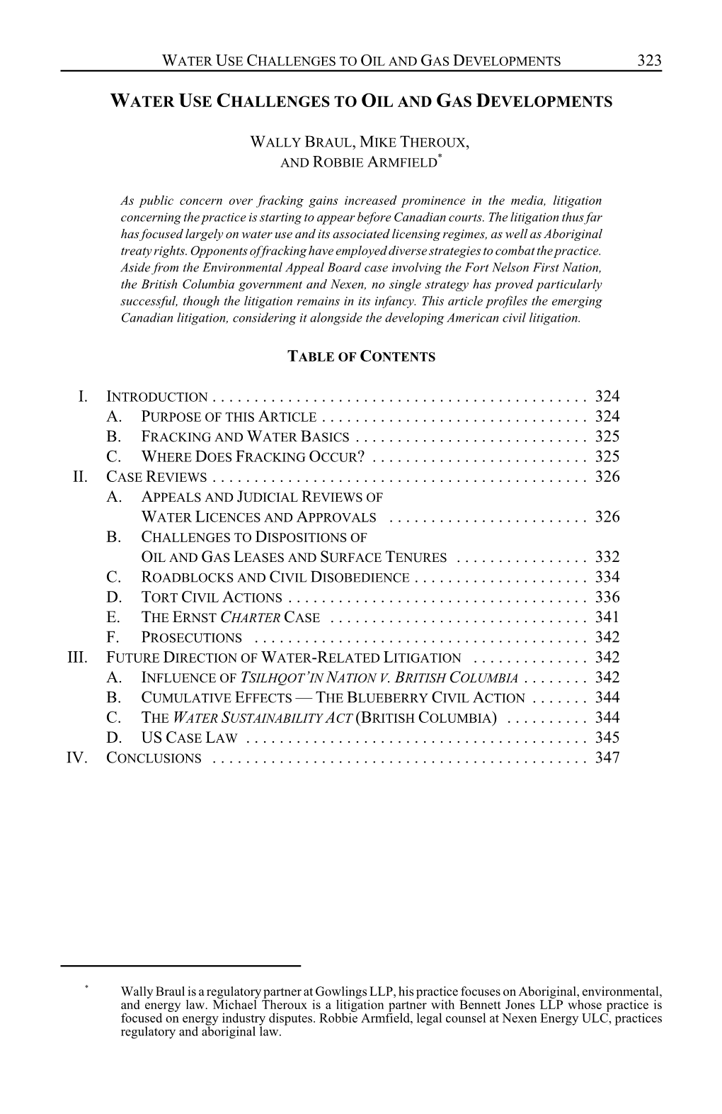 323 Water Use Challenges to Oil and Gas