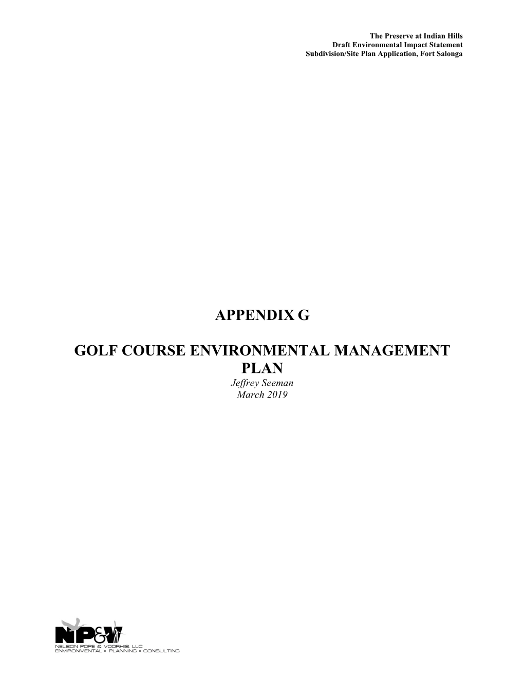 Appendix G Golf Course Environmental Management