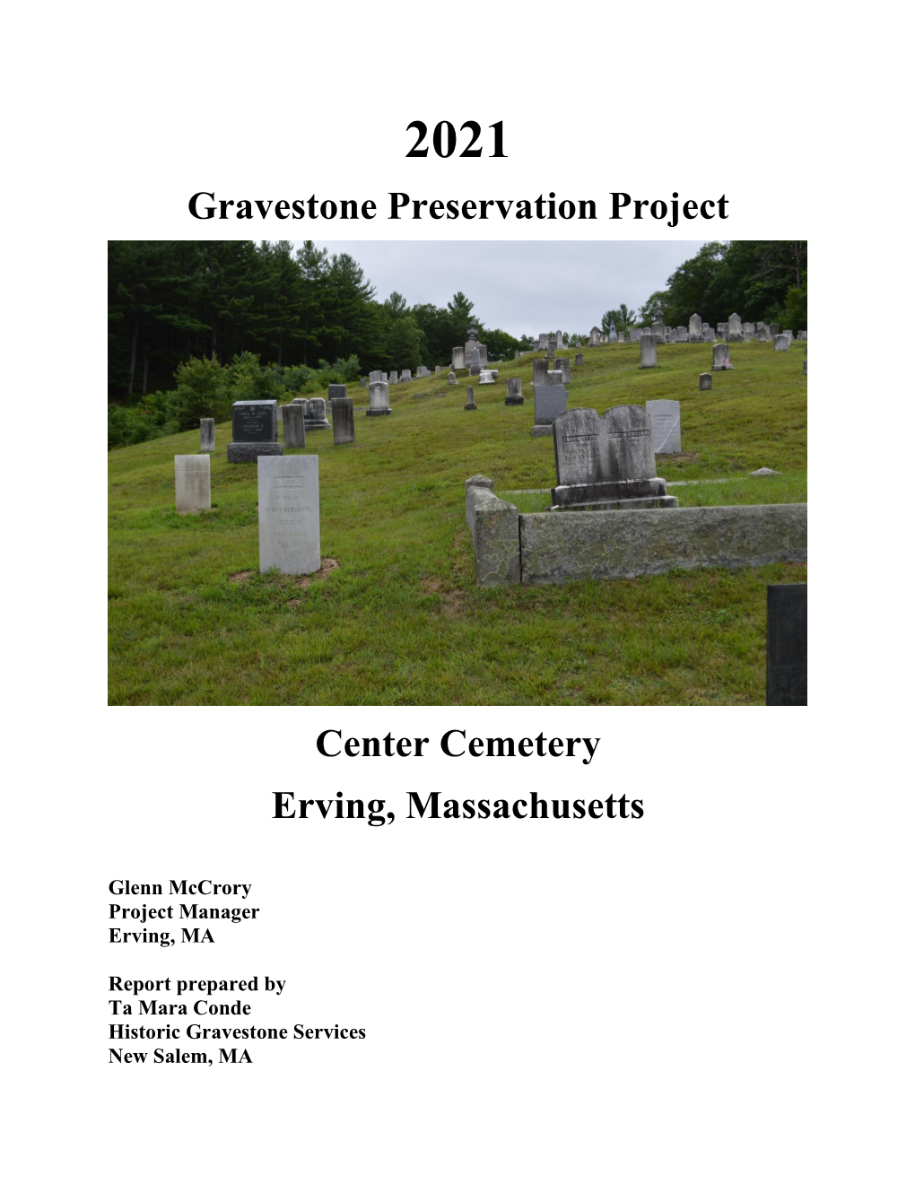 Gravestone Preservation Project Center Cemetery