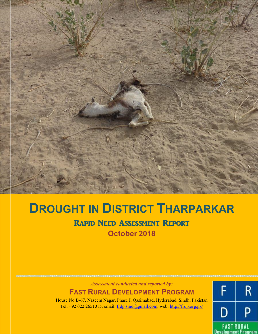 DROUGHT in DISTRICT THARPARKAR RAPID NEED ASSESSMENT REPORT October 2018