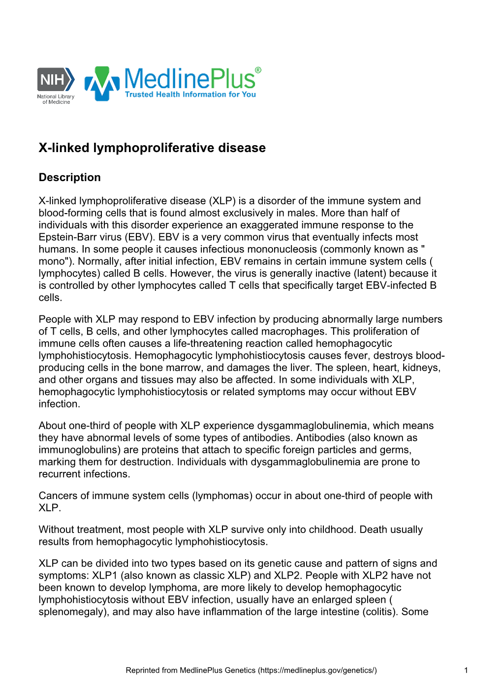 X-Linked Lymphoproliferative Disease