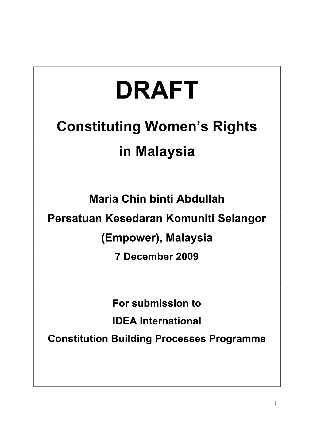 Constituting Women's Rights in Malaysia