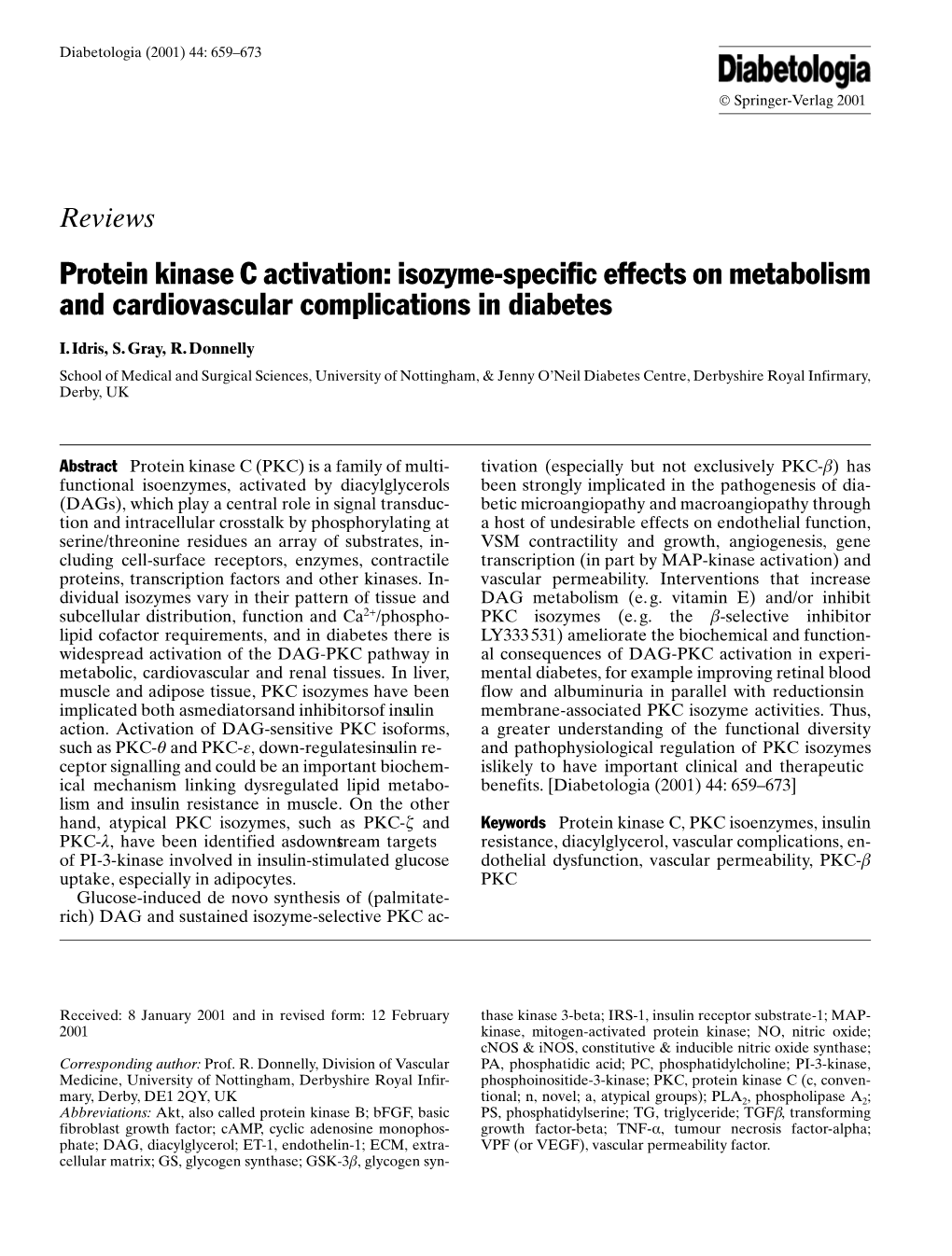 Protein Kinase C Activation: Isozyme-Specific Effects on Metabolism and Cardiovascular Complications in Diabetes