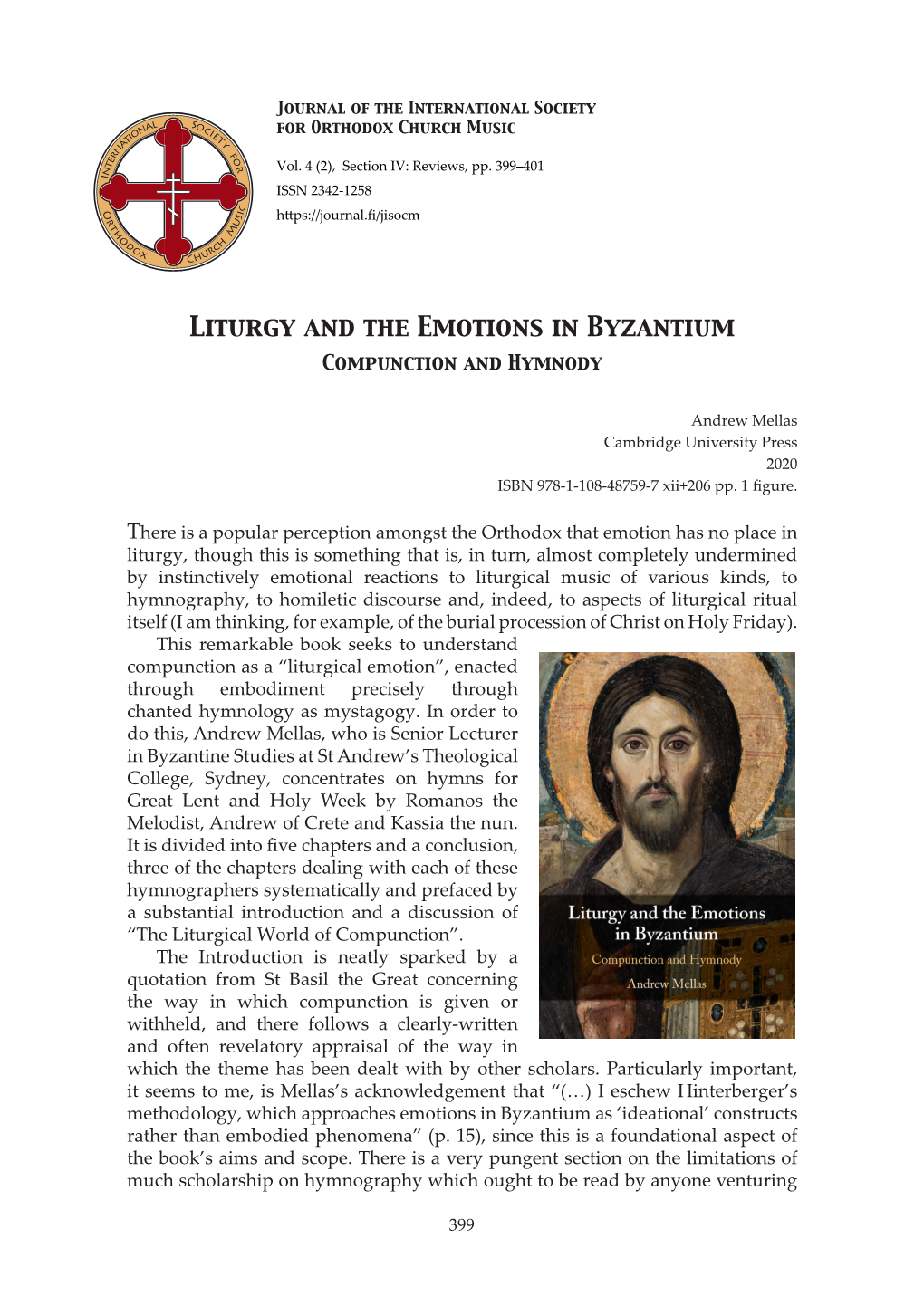 Liturgy and the Emotions in Byzantium Compunction and Hymnody