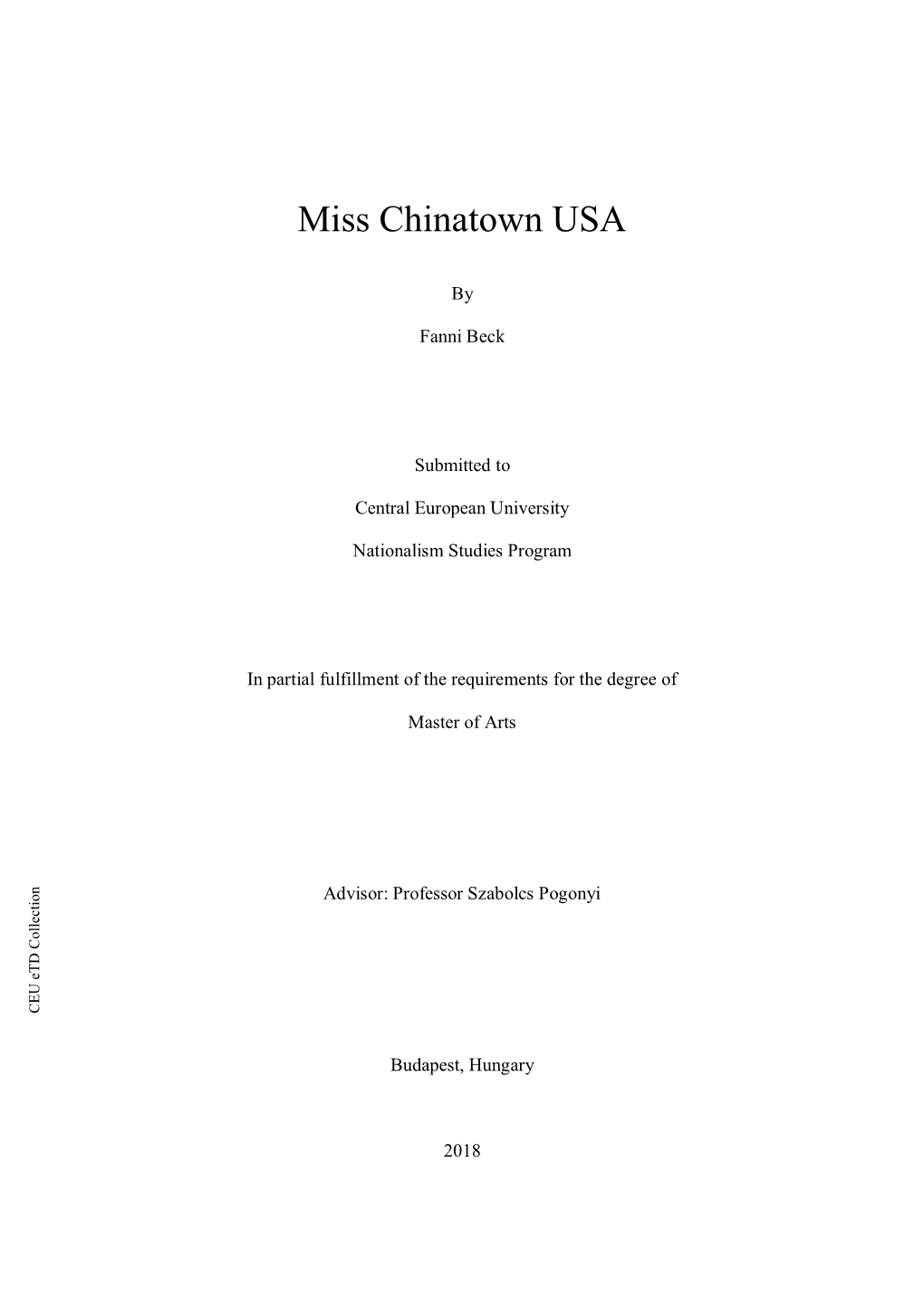 Miss Chinatown USA