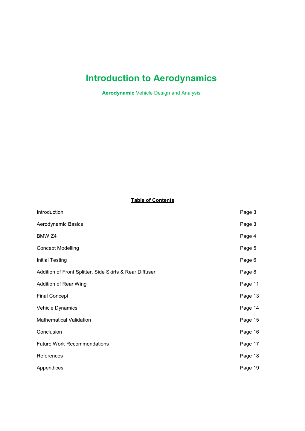 Introduction to Aerodynamics