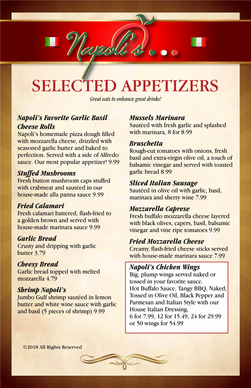 SELECTED APPETIZERS Great Eats to Enhance Great Drinks!