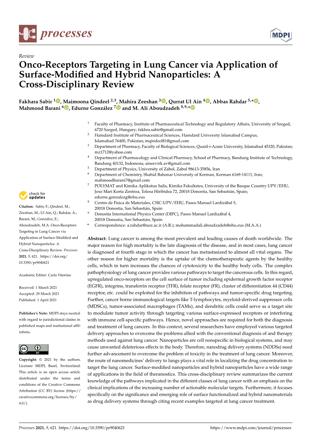 Onco-Receptors Targeting in Lung Cancer Via Application of Surface-Modiﬁed and Hybrid Nanoparticles: a Cross-Disciplinary Review