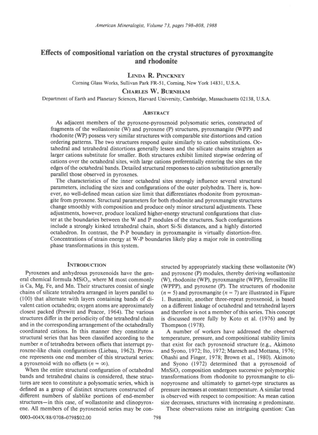 Effects of Compositional Variation on the Crystal Structures Of