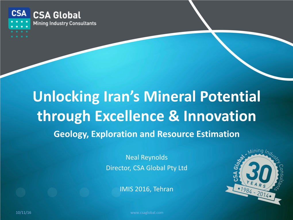 Unlocking Iran's Mineral Potential Through Excellence & Innovation