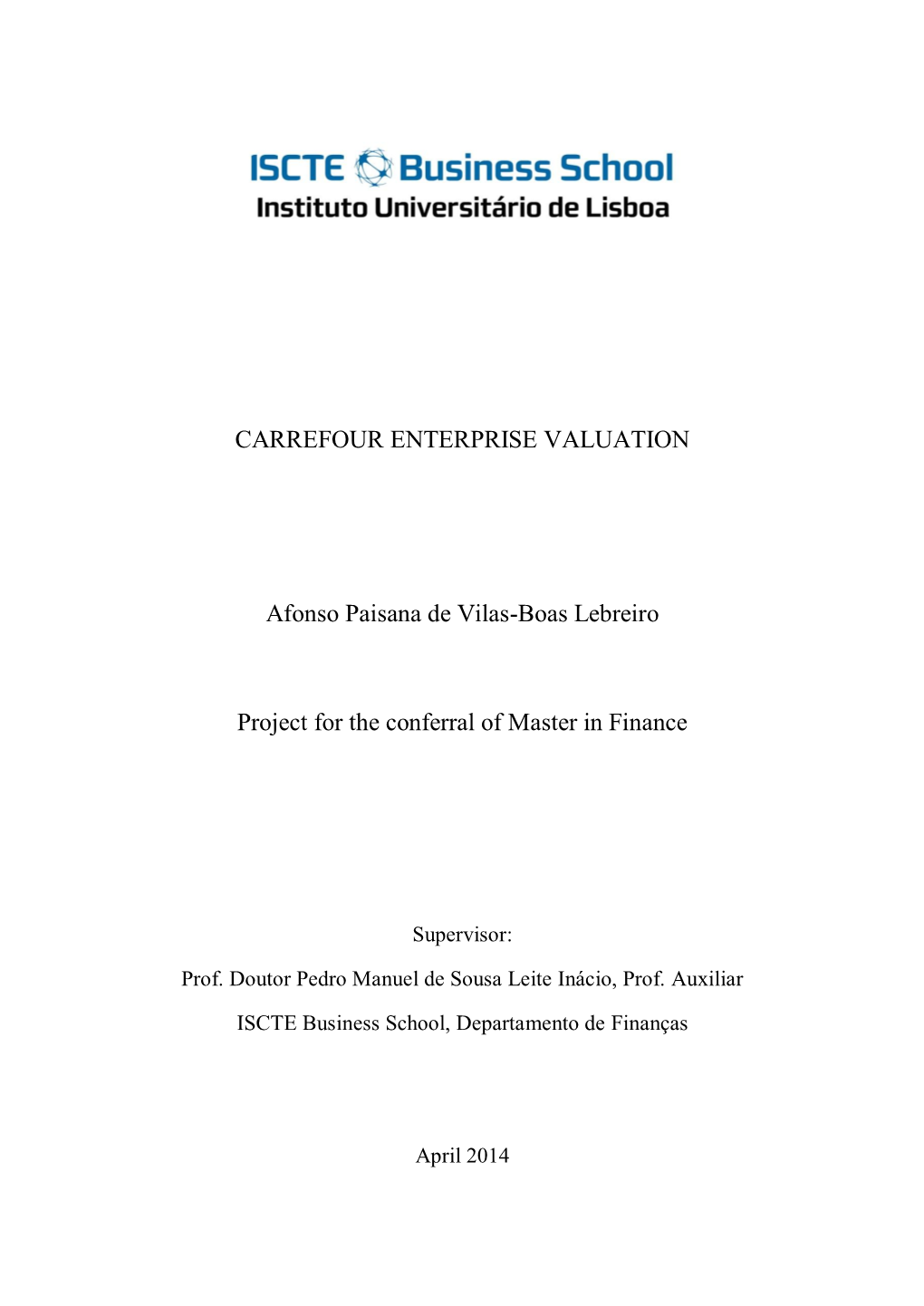 CARREFOUR ENTERPRISE VALUATION Afonso Paisana De