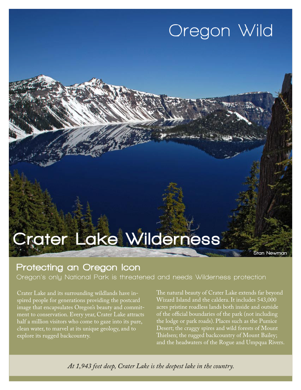 Crater Lake Wilderness Oregon Wild