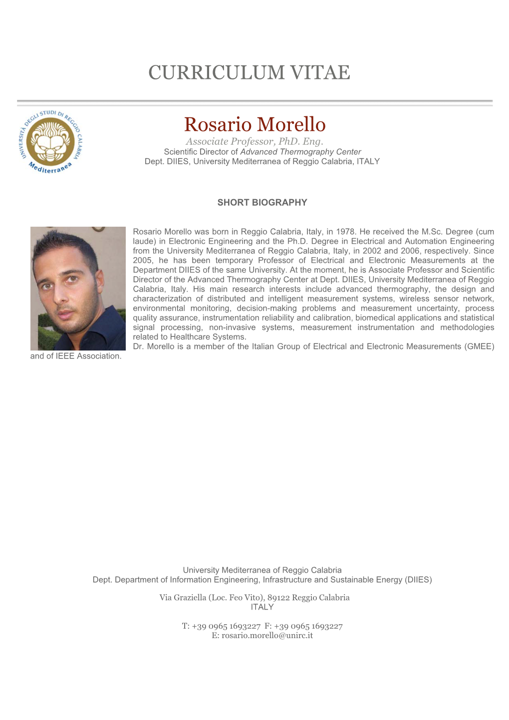 CURRICULUM VITAE Rosario Morello