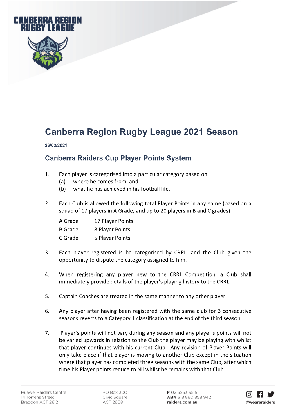 Canberra Region Rugby League 2021 Season