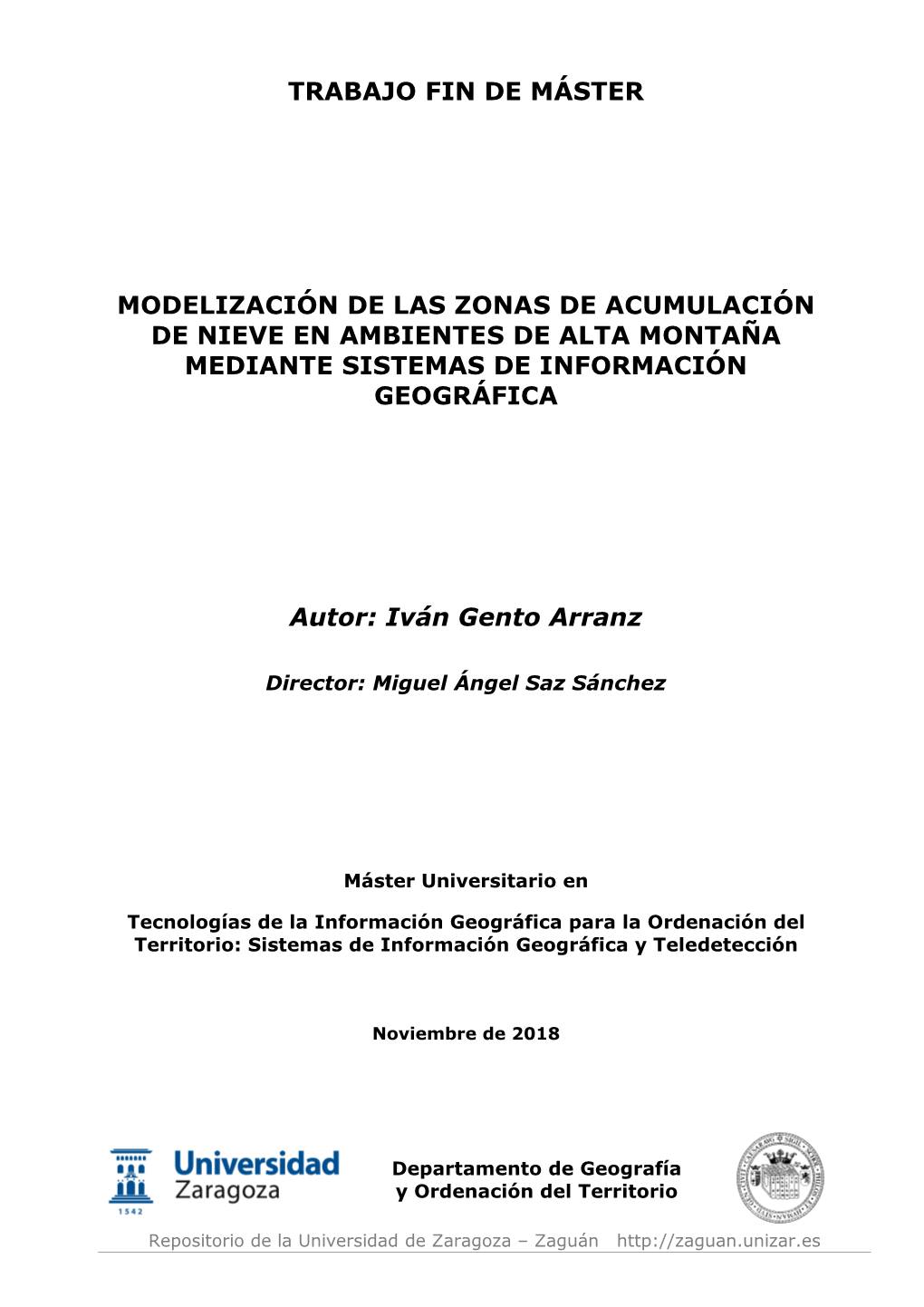 Trabajo Fin De Máster Modelización De Las Zonas