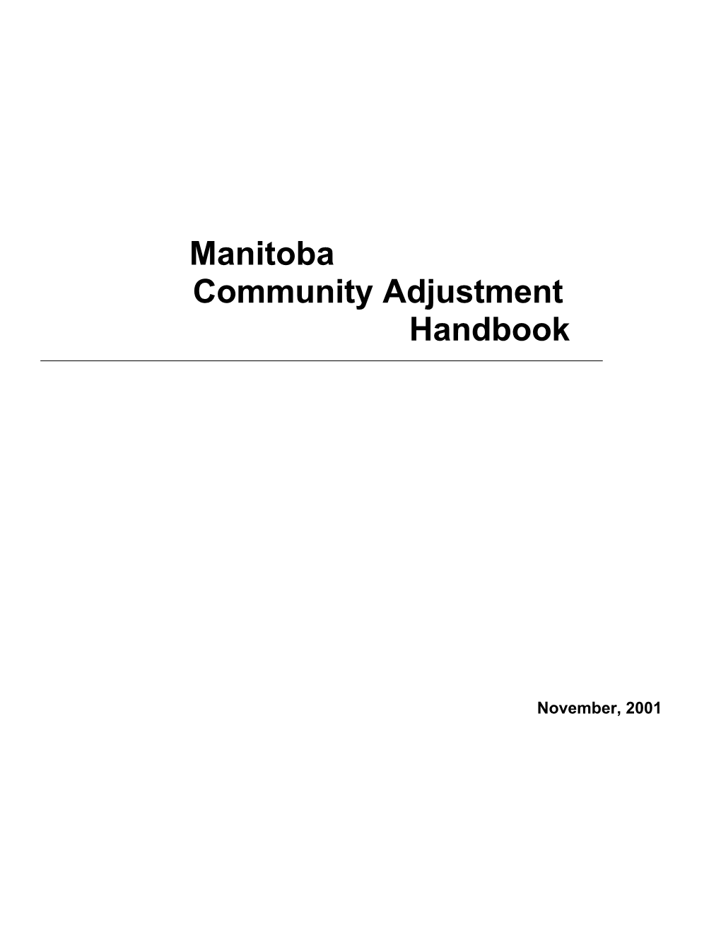 Manitoba Community Adjustment Handbook