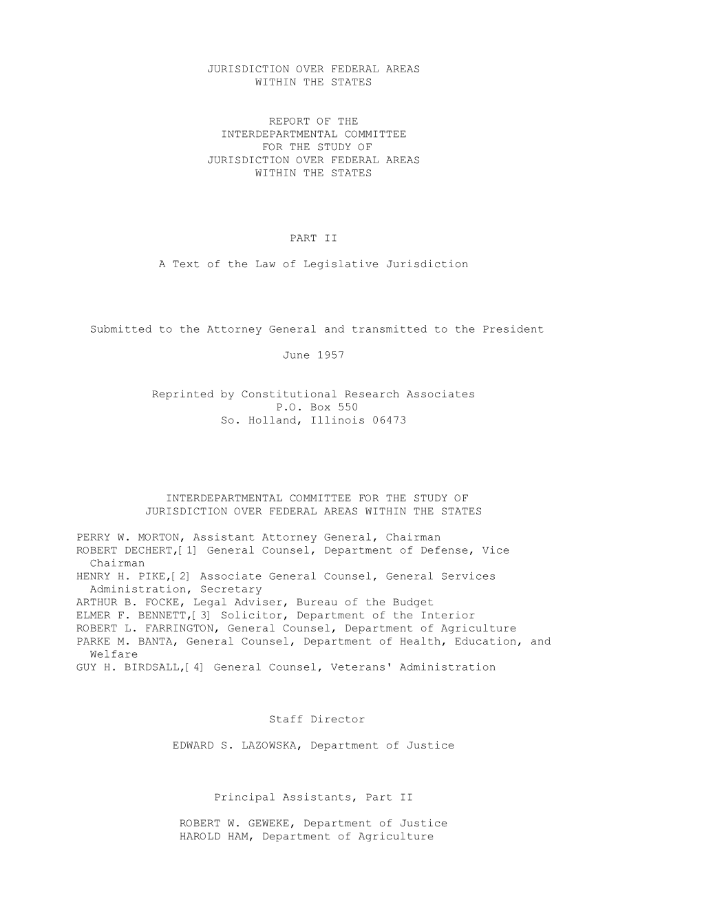 Jurisdiction Over Federal Areas Within the States