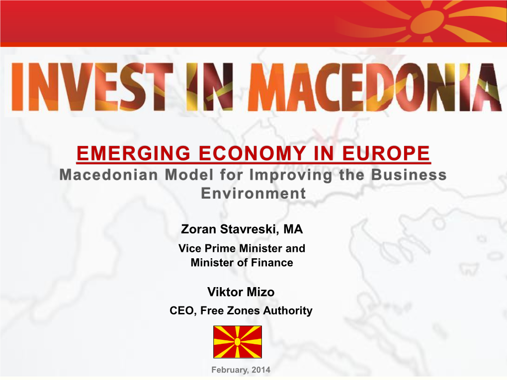 EMERGING ECONOMY in EUROPE Macedonian Model for Improving the Business Environment