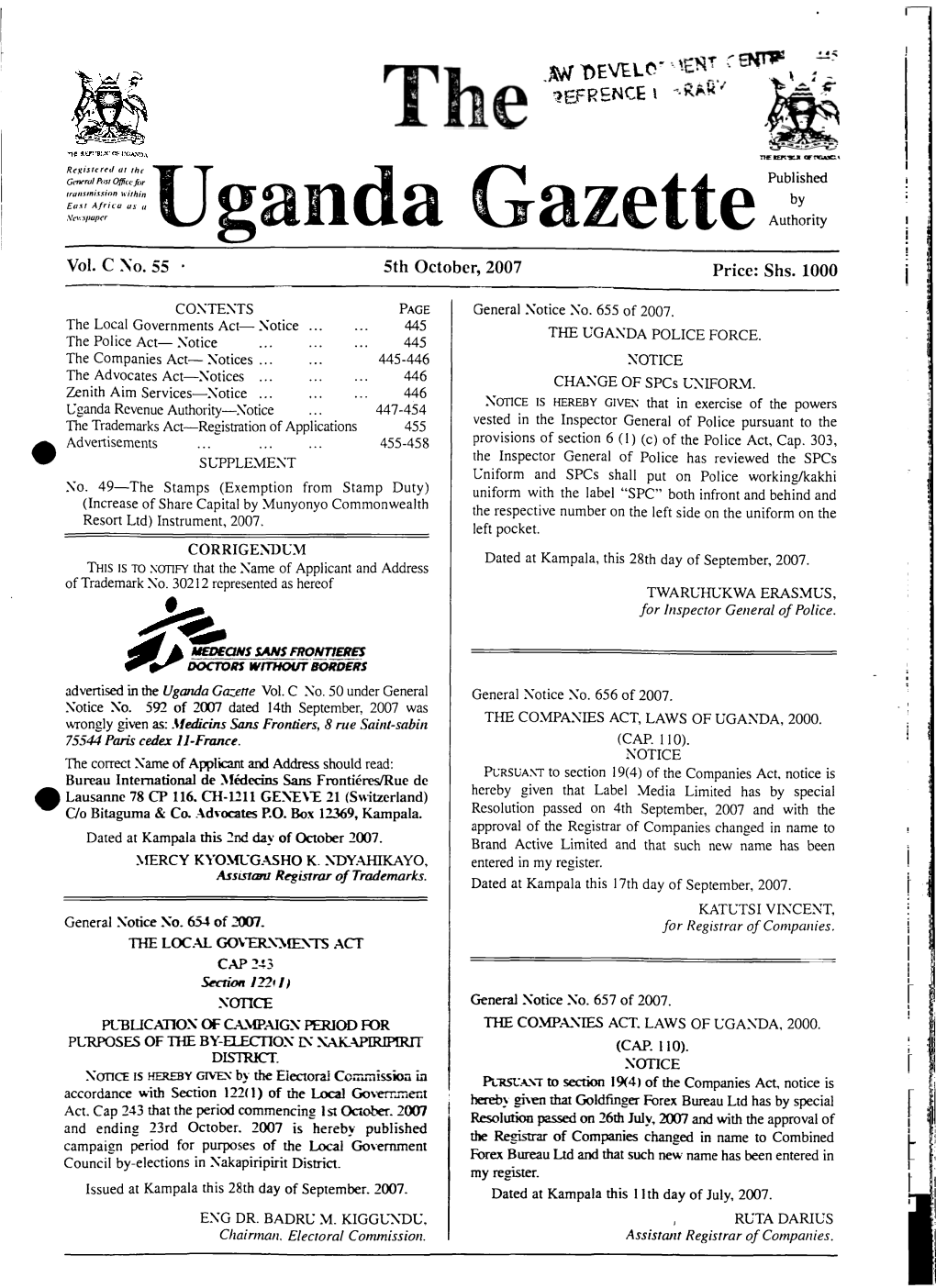 ^-•Uganda Gazettepublished