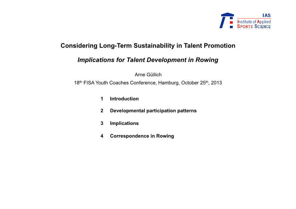 Hamburg 251013 Considering Sustainability Rowing.Pptx