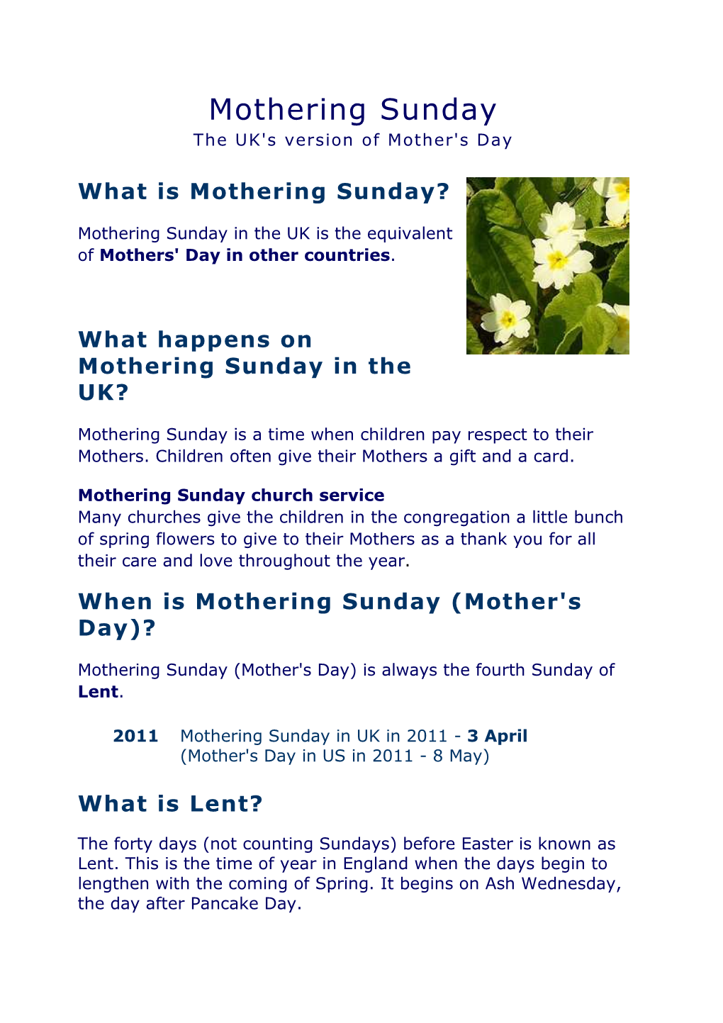 Mothering Sunday the UK's Version of Mother's Day