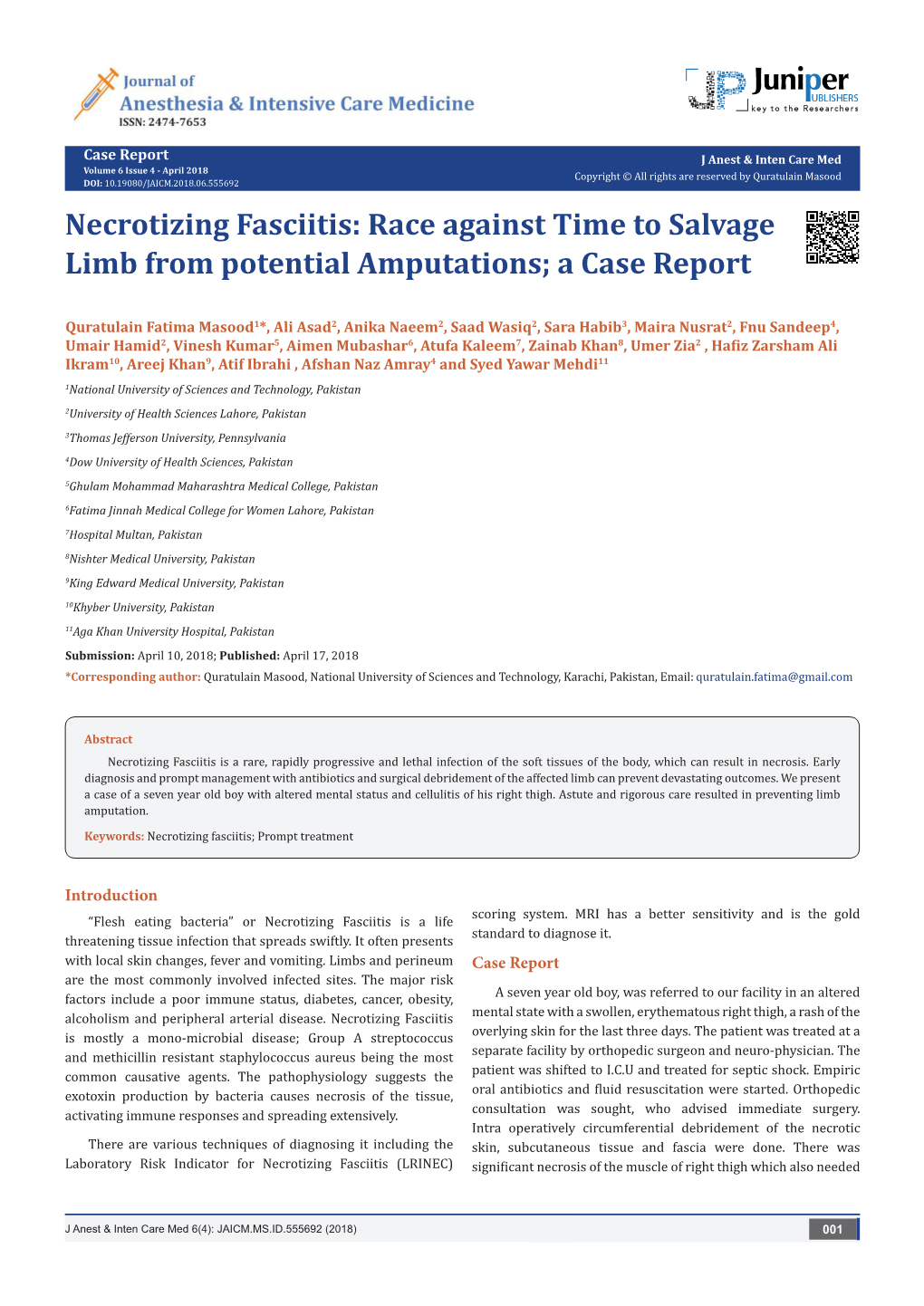 Necrotizing Fasciitis: Race Against Time to Salvage Limb from Potential Amputations; a Case Report