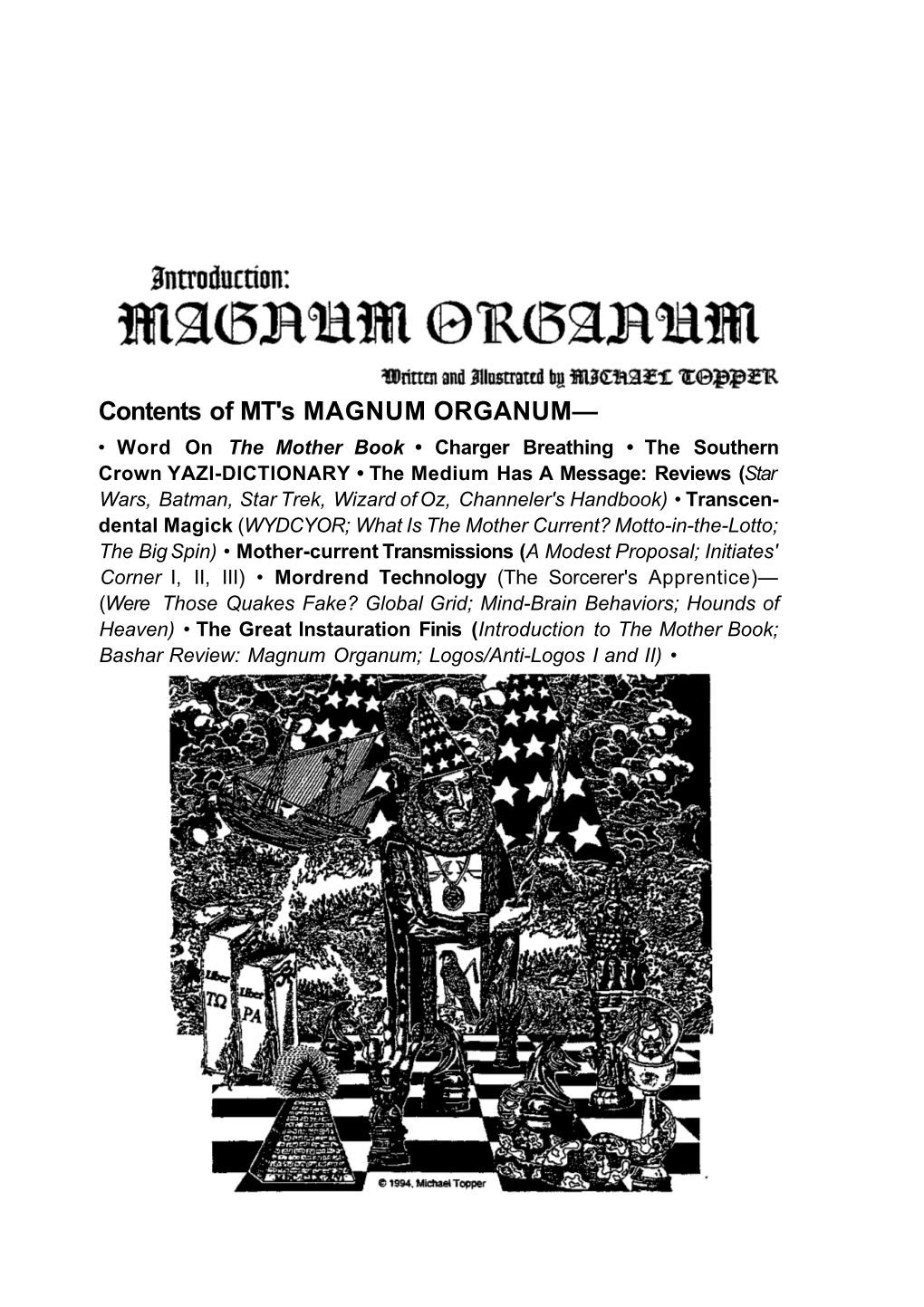 Contents of MT's MAGNUM ORGANUM—