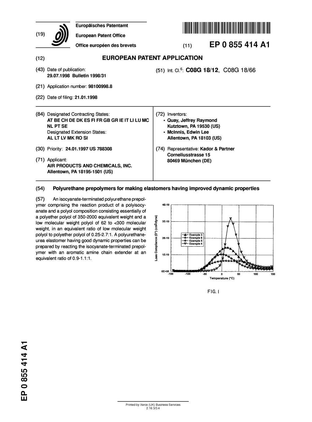 Polyurethane Prepolymers for Making Elastomers Having Improved Dynamic Properties