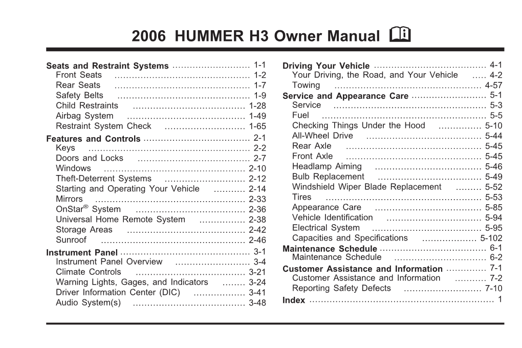 2006 HUMMER H3 Owner Manual M