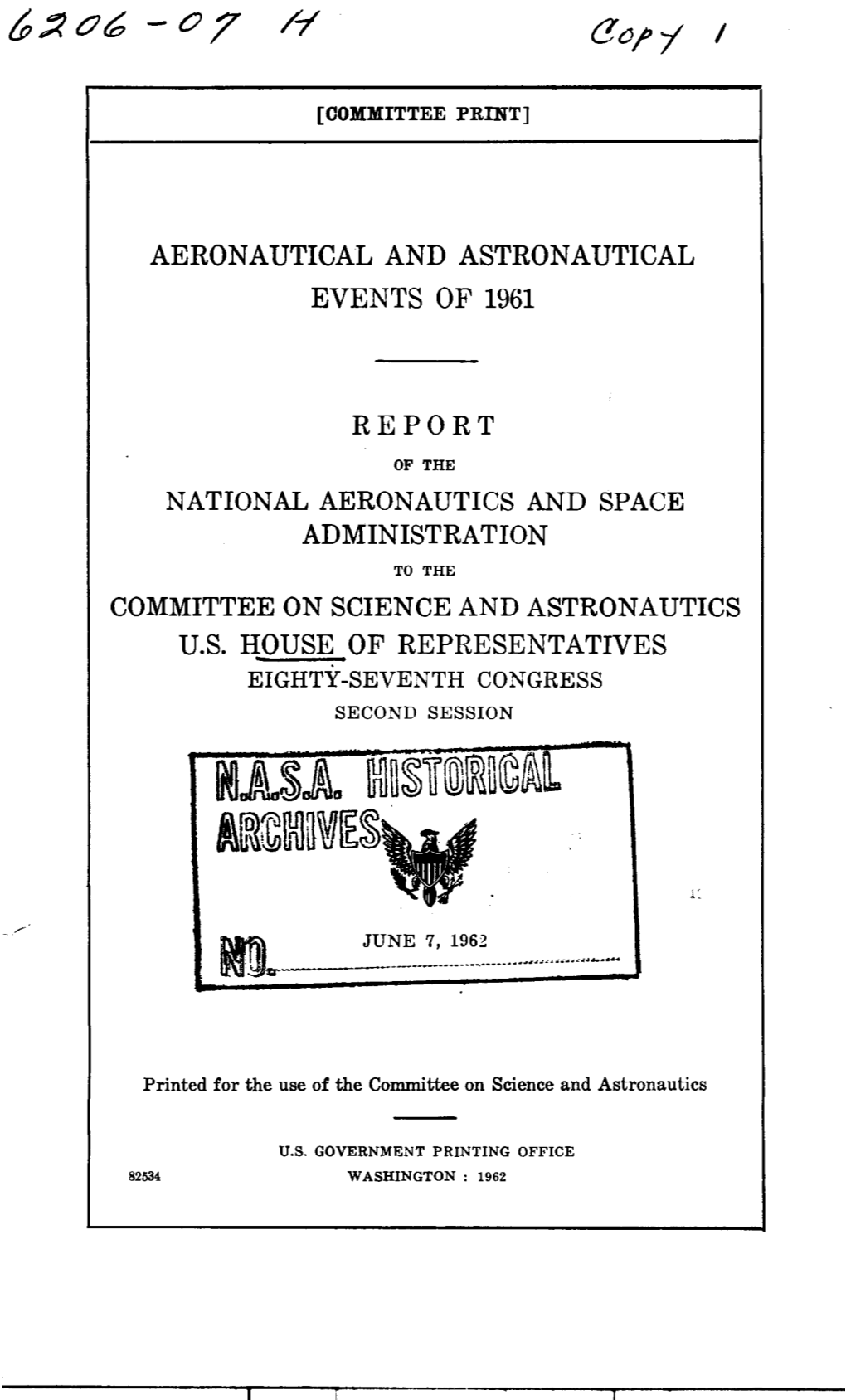 Aeronautical and Astronautical Events of 1961