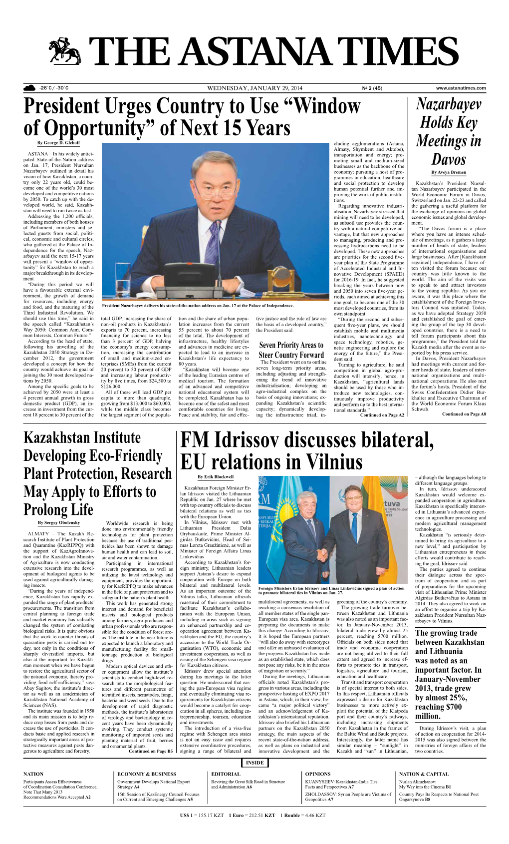 President Urges Country to Use “Window Nazarbayev of Opportunity” of Next 15 Years Holds Key by George D