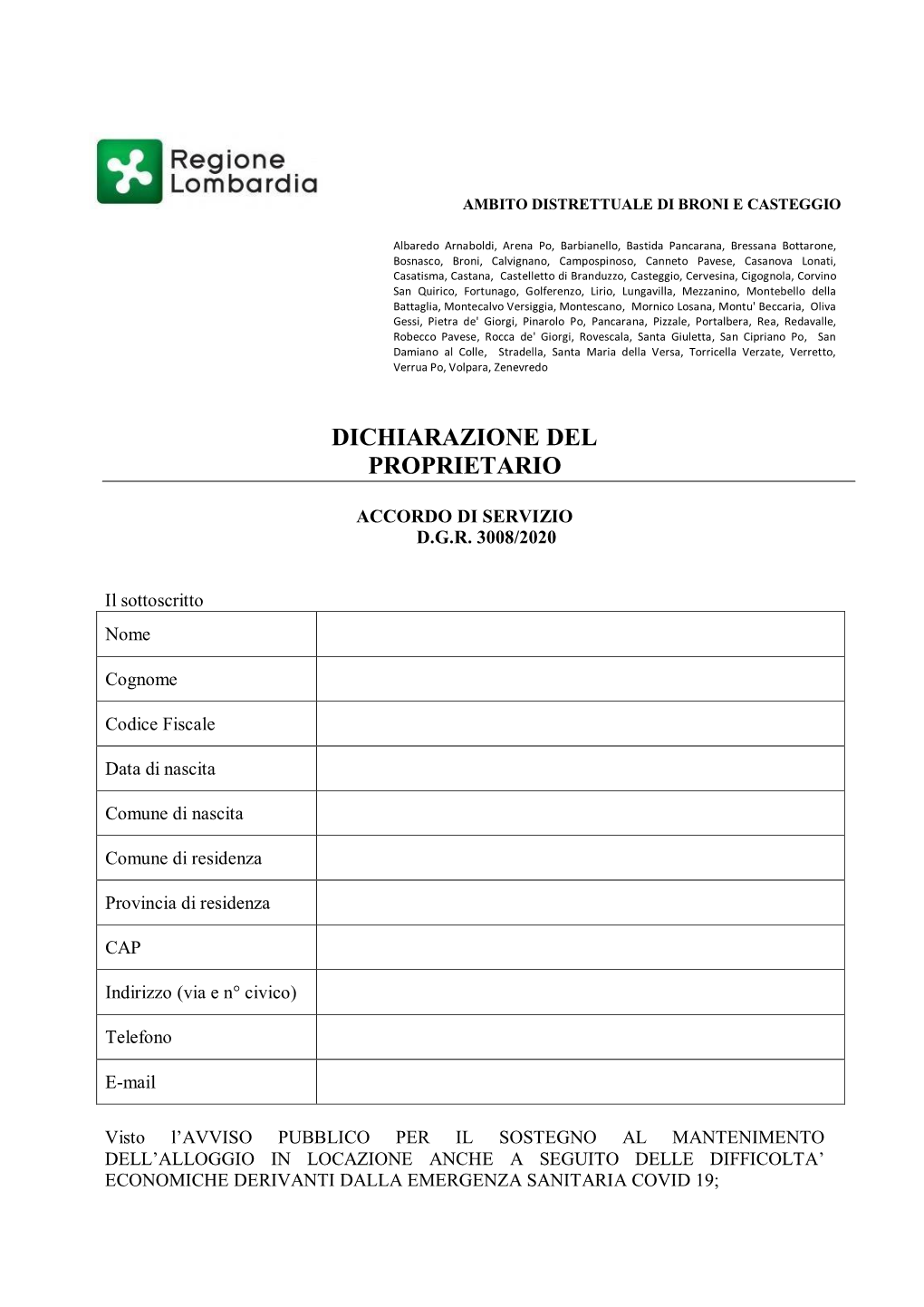 Dichiarazione Del Proprietario PDF