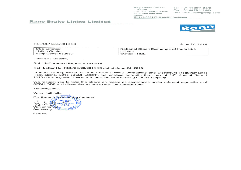 Rane Brake Lining Limited