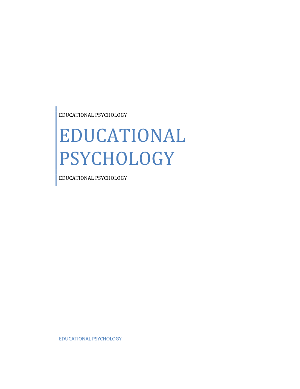 Educational Psychology Educational Psychology