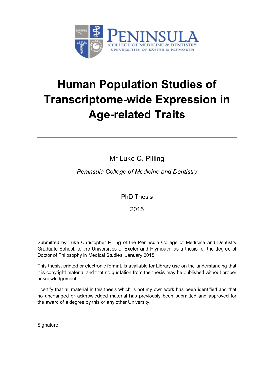 Human Population Studies of Transcriptome-Wide Expression in Age-Related Traits