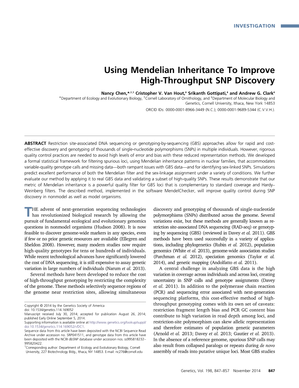 Using Mendelian Inheritance to Improve High-Throughput SNP Discovery