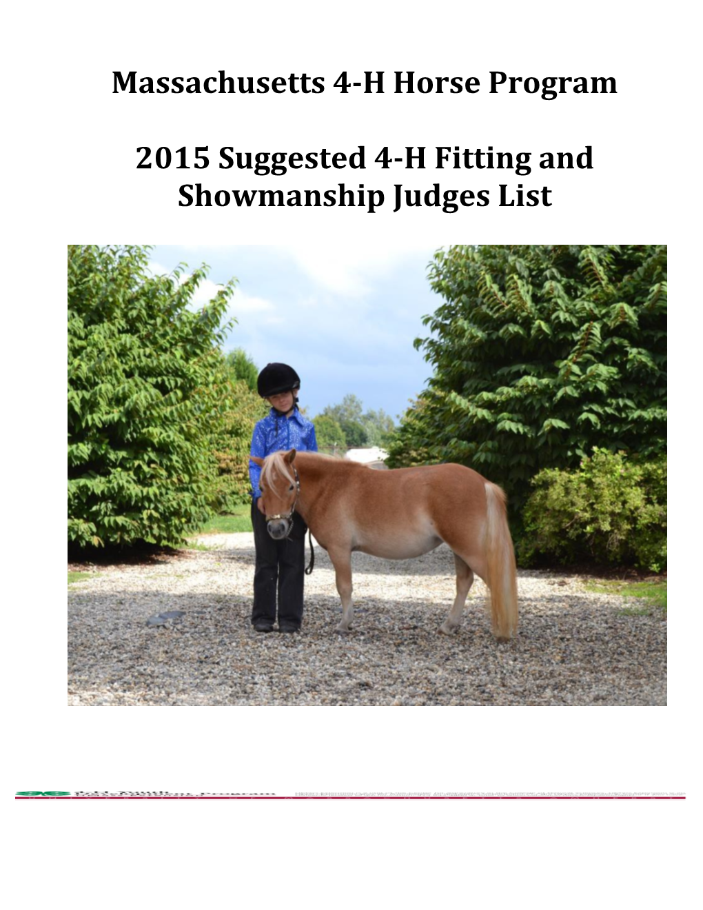 2015 Suggested 4-H Fitting and Showmanship Judges List