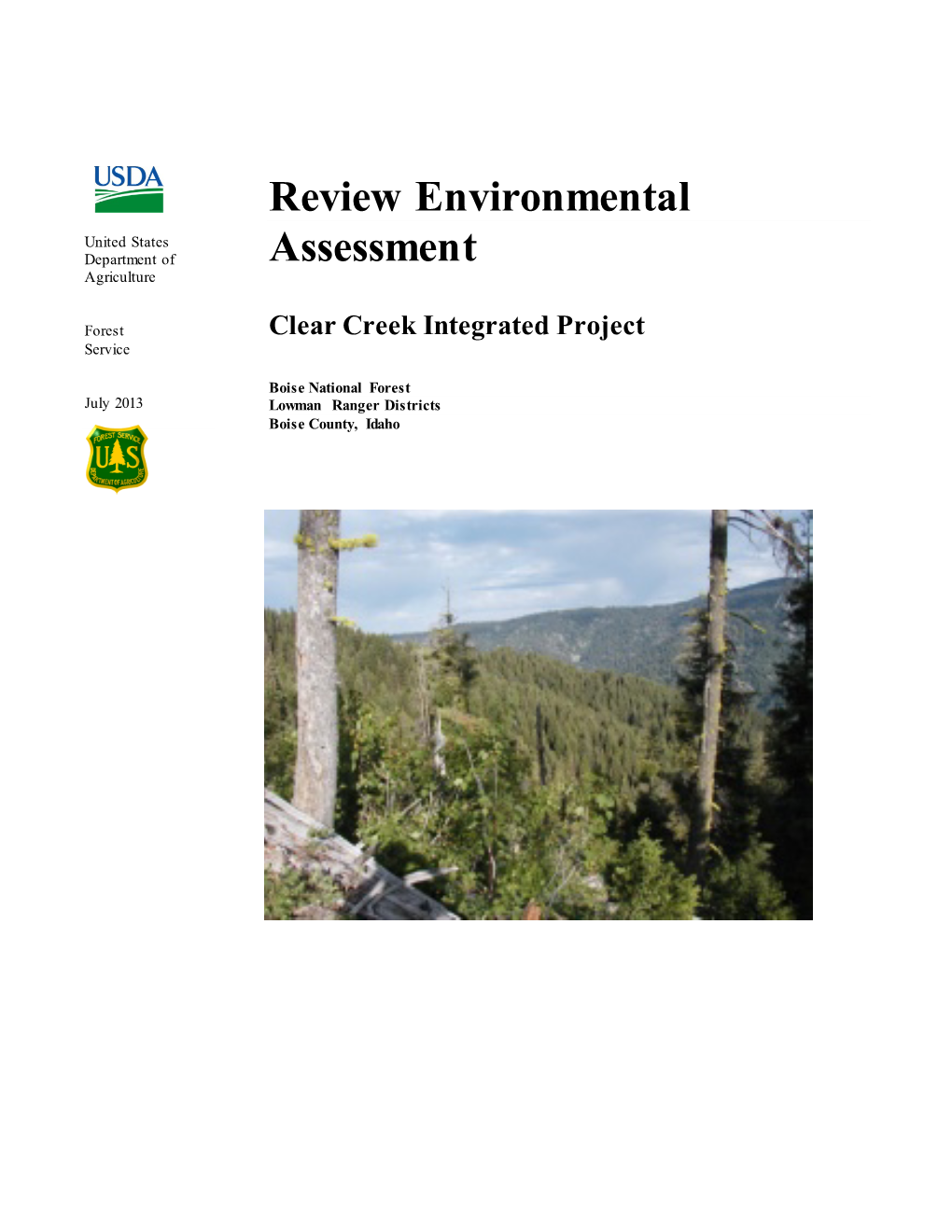 Review Environmental Assessment for Clear Creek Integrated Project