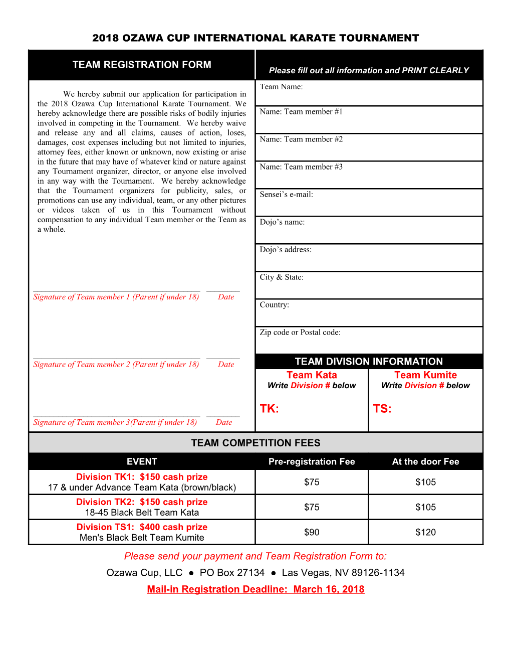 Team Application Form