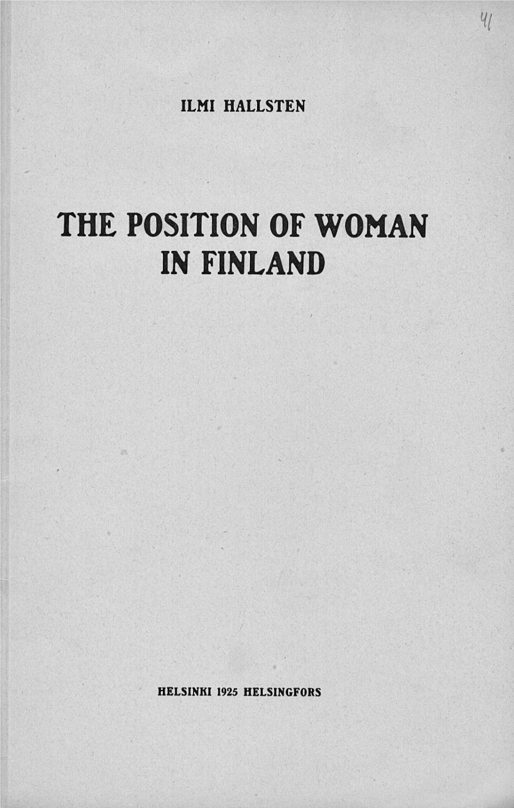 The Position of Woman in Finland