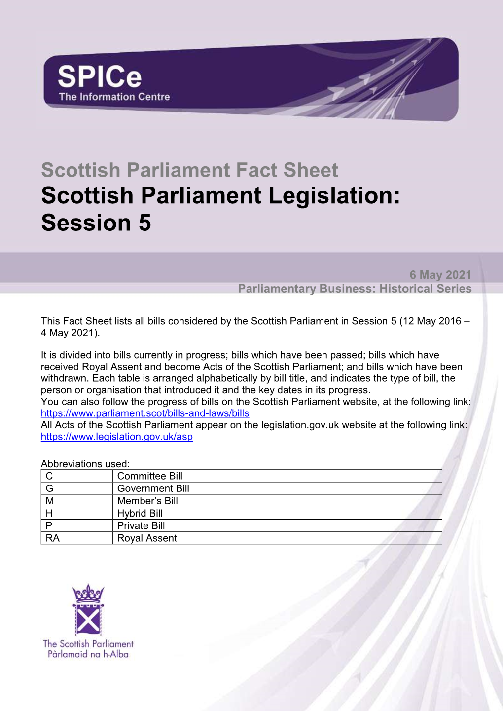 Scottish Parliament Legislation: Session 5