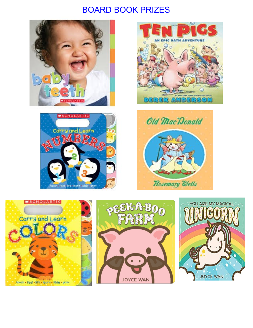 Board Book Prizes Picture Books