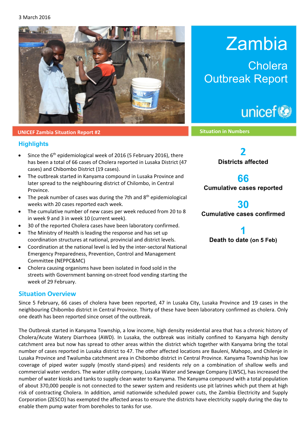 Zambia Cholera Outbreak Report