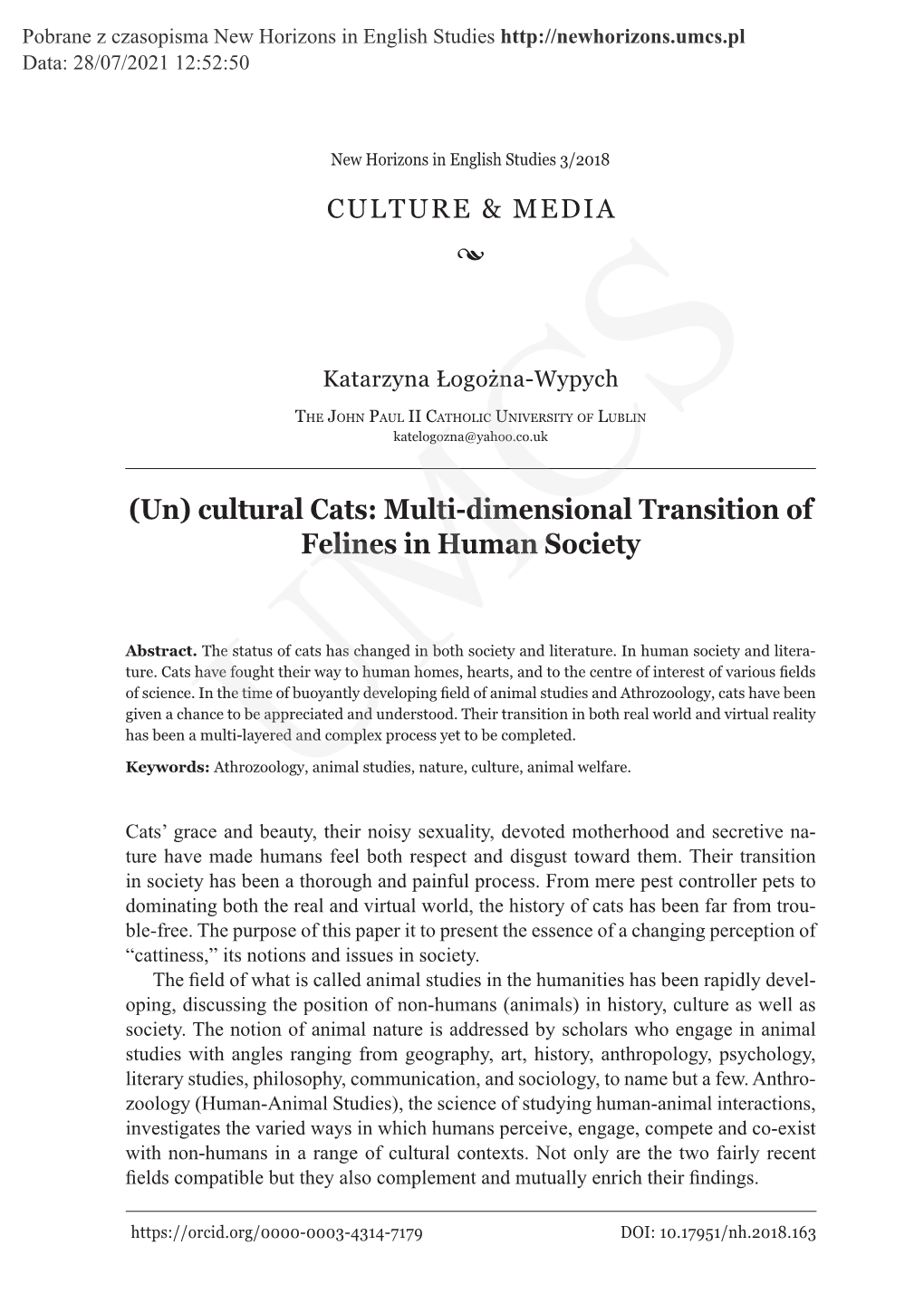 Cultural Cats: Multi-Dimensional Transition of Felines in Human Society