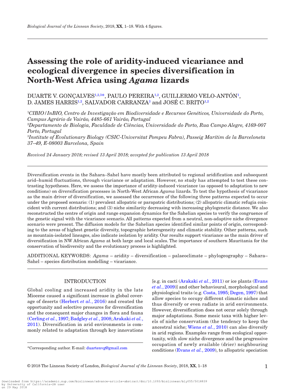 Assessing the Role of Aridity-Induced Vicariance and Ecological Divergence in Species Diversification in North-West Africa Using Agama Lizards