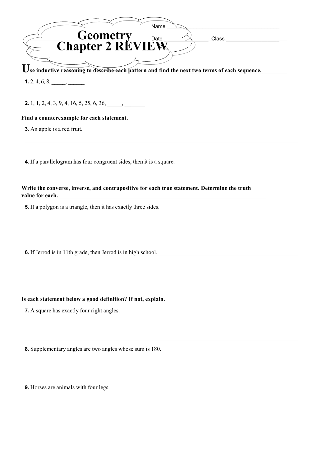 Find a Counterexample for Each Statement