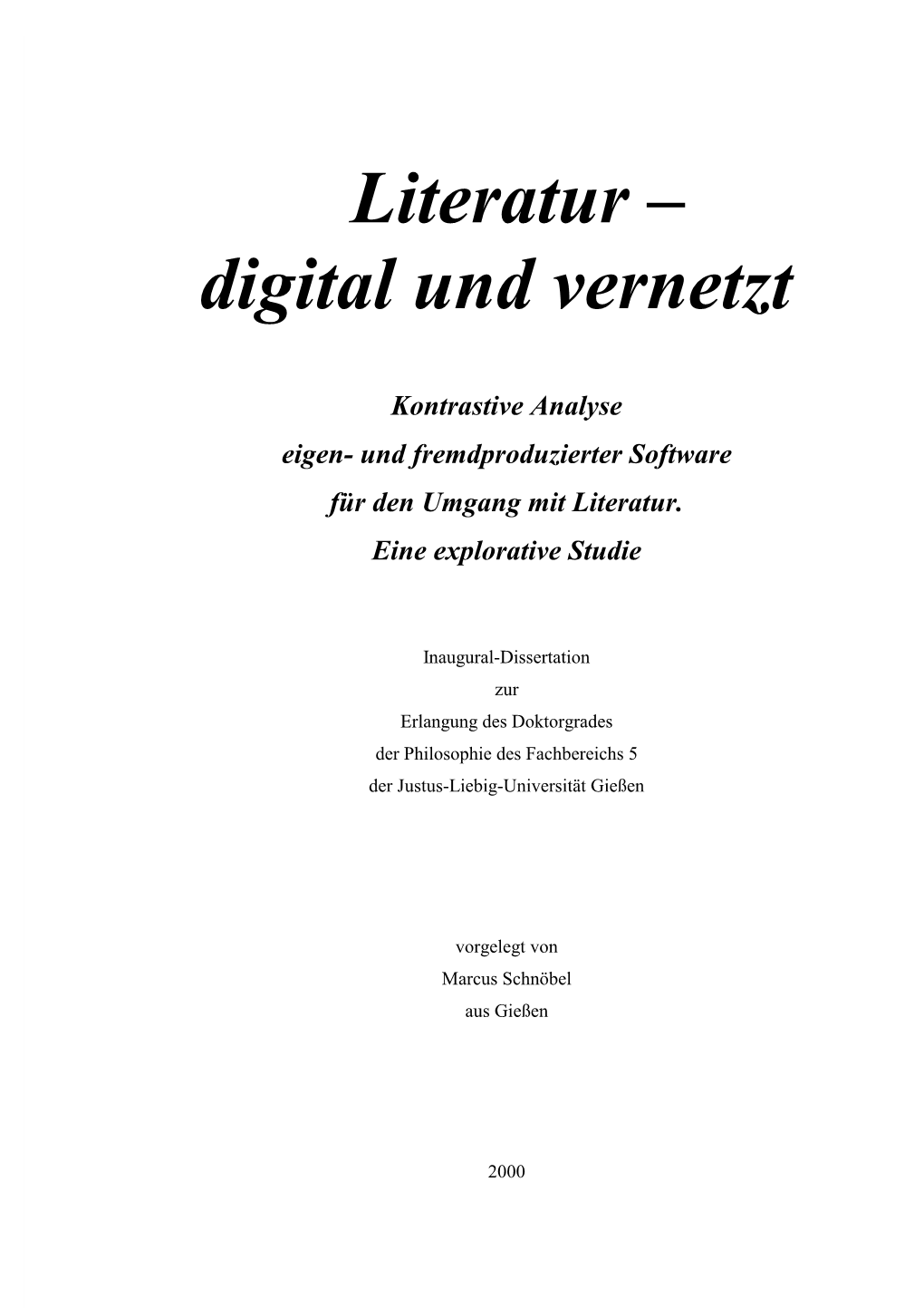 Literatur – Digital Und Vernetzt