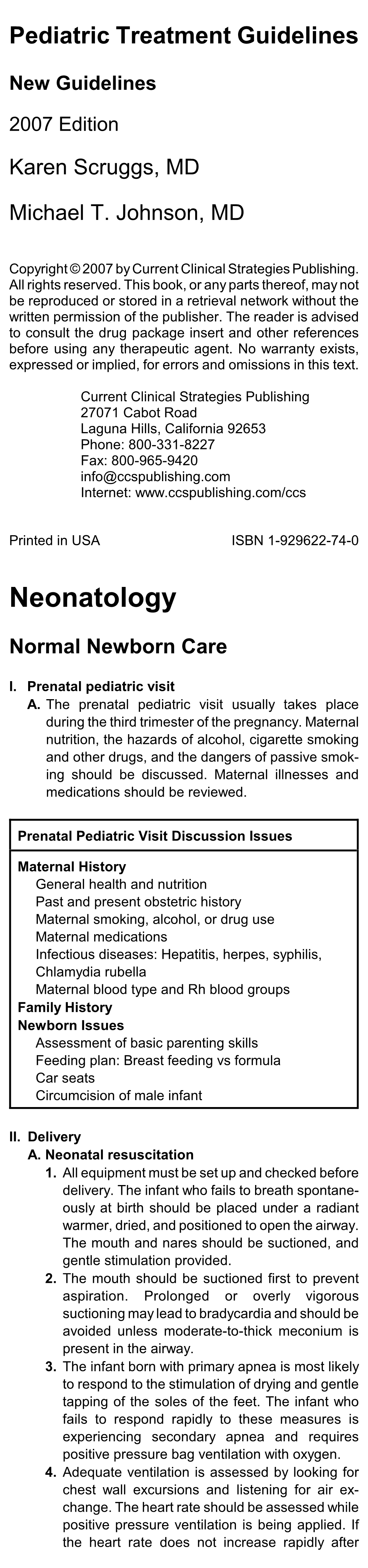 Pediatric Treatment Guidelines