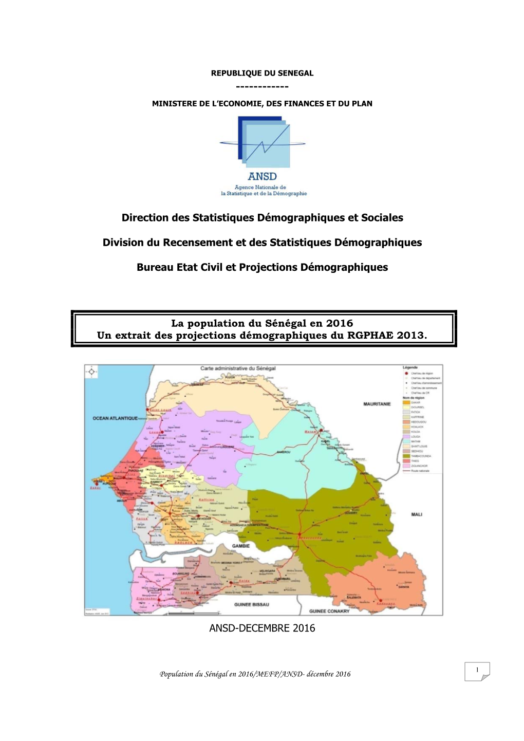 En 2016 Un Extrait Des Projections Démographiques Du RGPHAE 2013