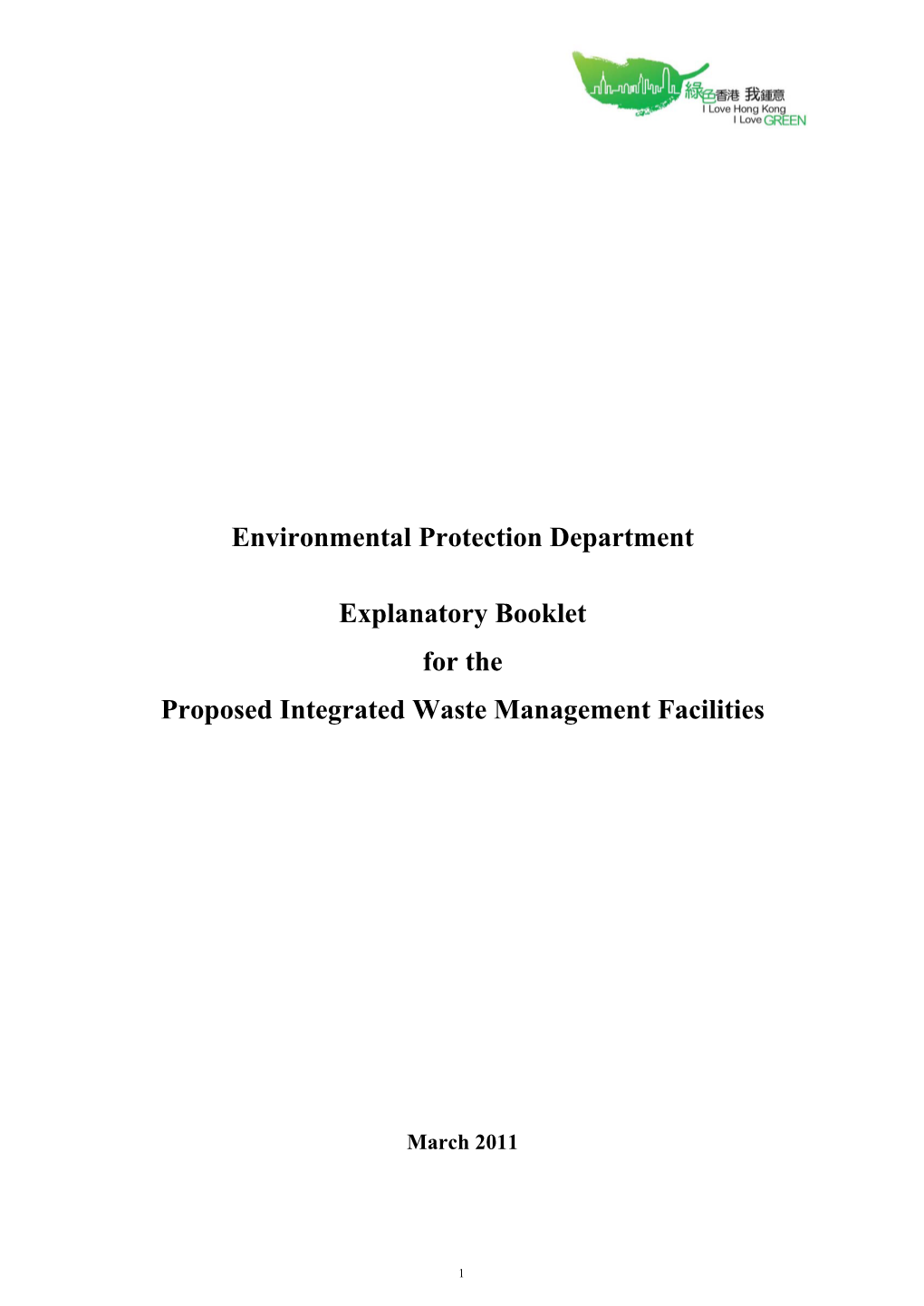 Explanatory Booklet for the Proposed Integrated Waste Management Facilities